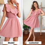 EXLURA Women's Summer Ruffle Casual Dress V Neck Lace A Line Backless Mini Dresses Flowy Wedding Guest Party Sundresses - Image 2